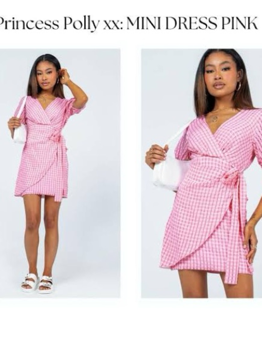 Princess Polly Pink Gingham Wrap Dress